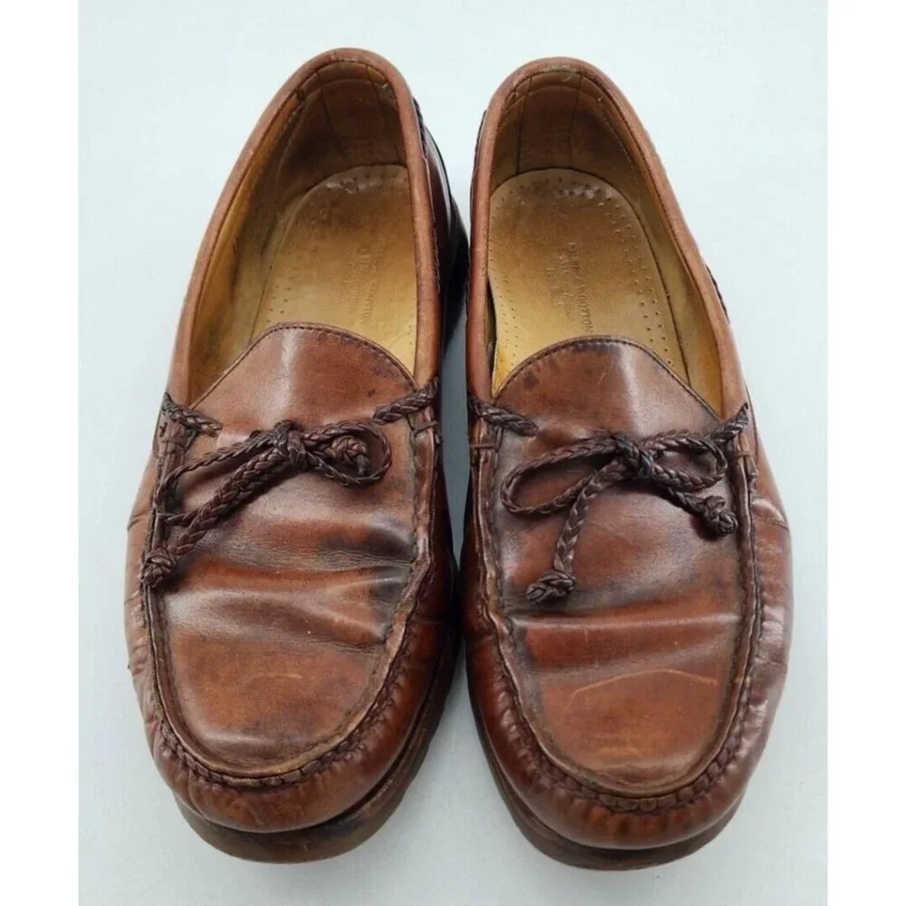 Stubbs and Wootton Palm Beach Brown Leather Boat Shoes Mens Size 10.5 D USA Made